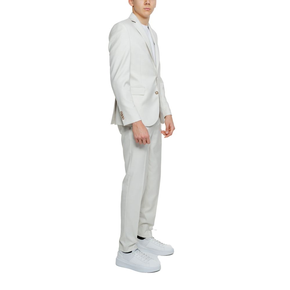 Mulish Beige Polyester Two-Piece Men's Suit