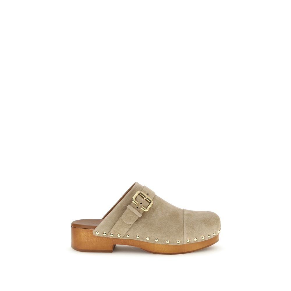 Chloé Beige Calf Leather Bos Taurus Women's Clogs
