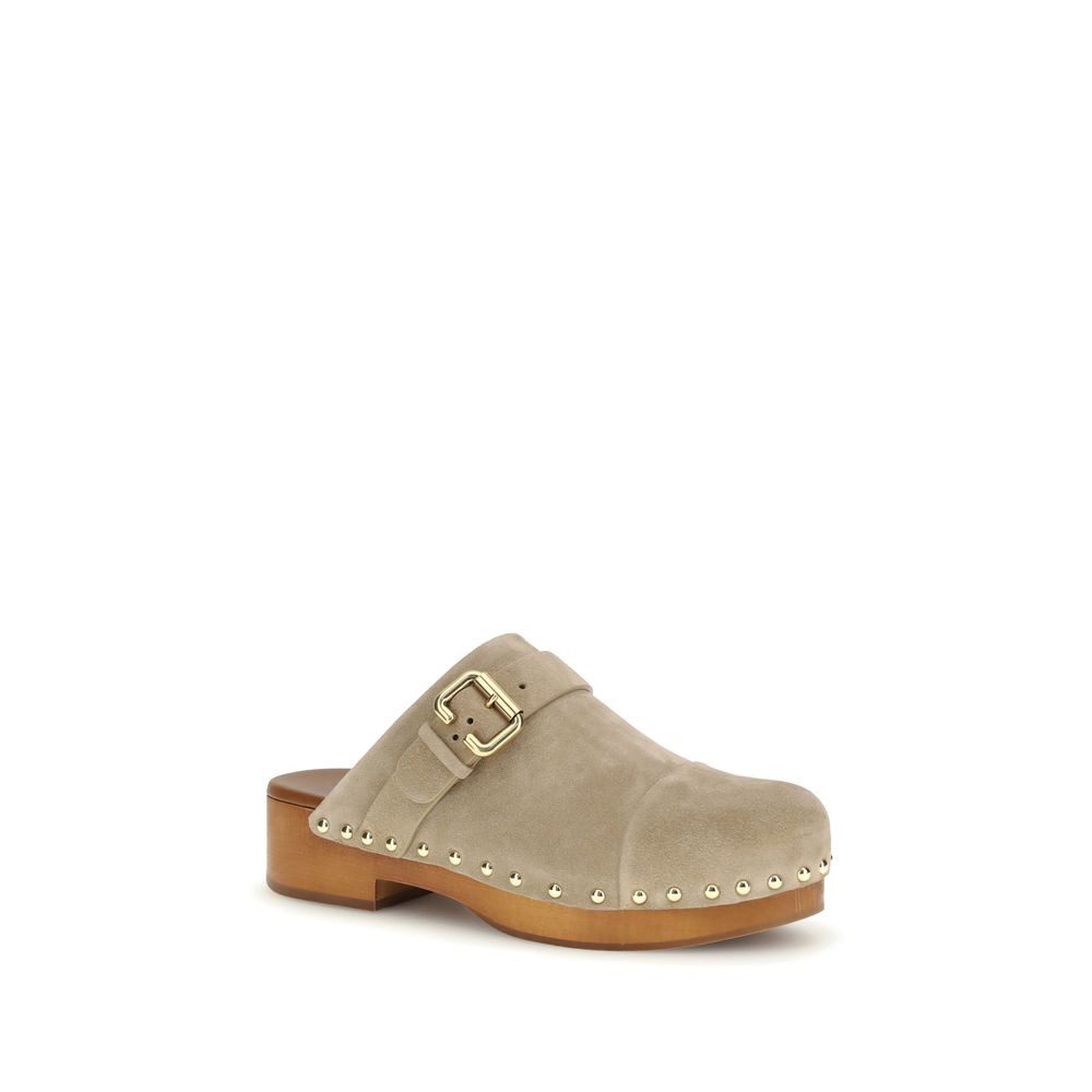 Chloé Beige Calf Leather Bos Taurus Women's Clogs