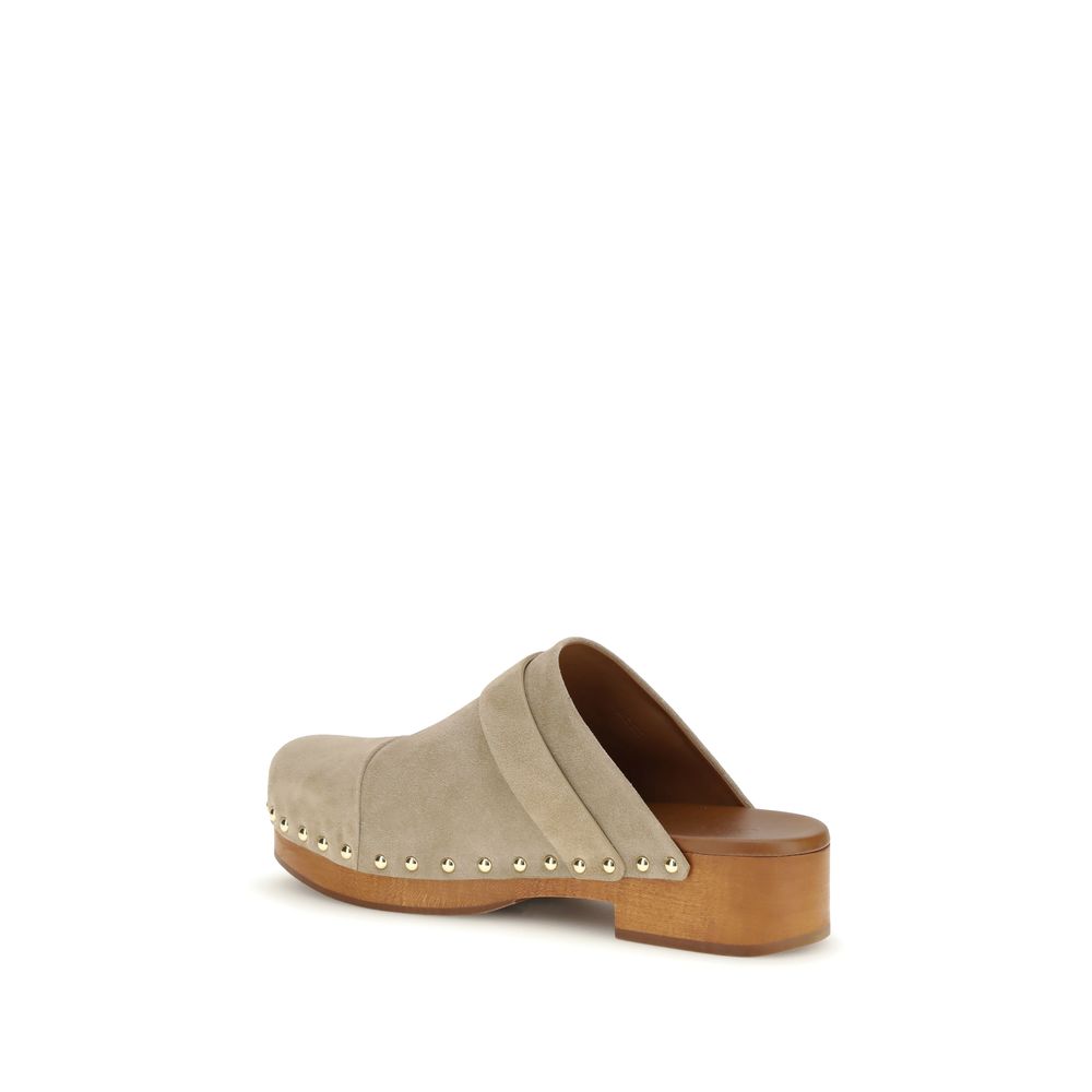 Chloé Beige Calf Leather Bos Taurus Women's Clogs