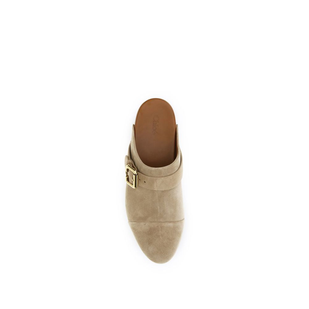Chloé Beige Calf Leather Bos Taurus Women's Clogs