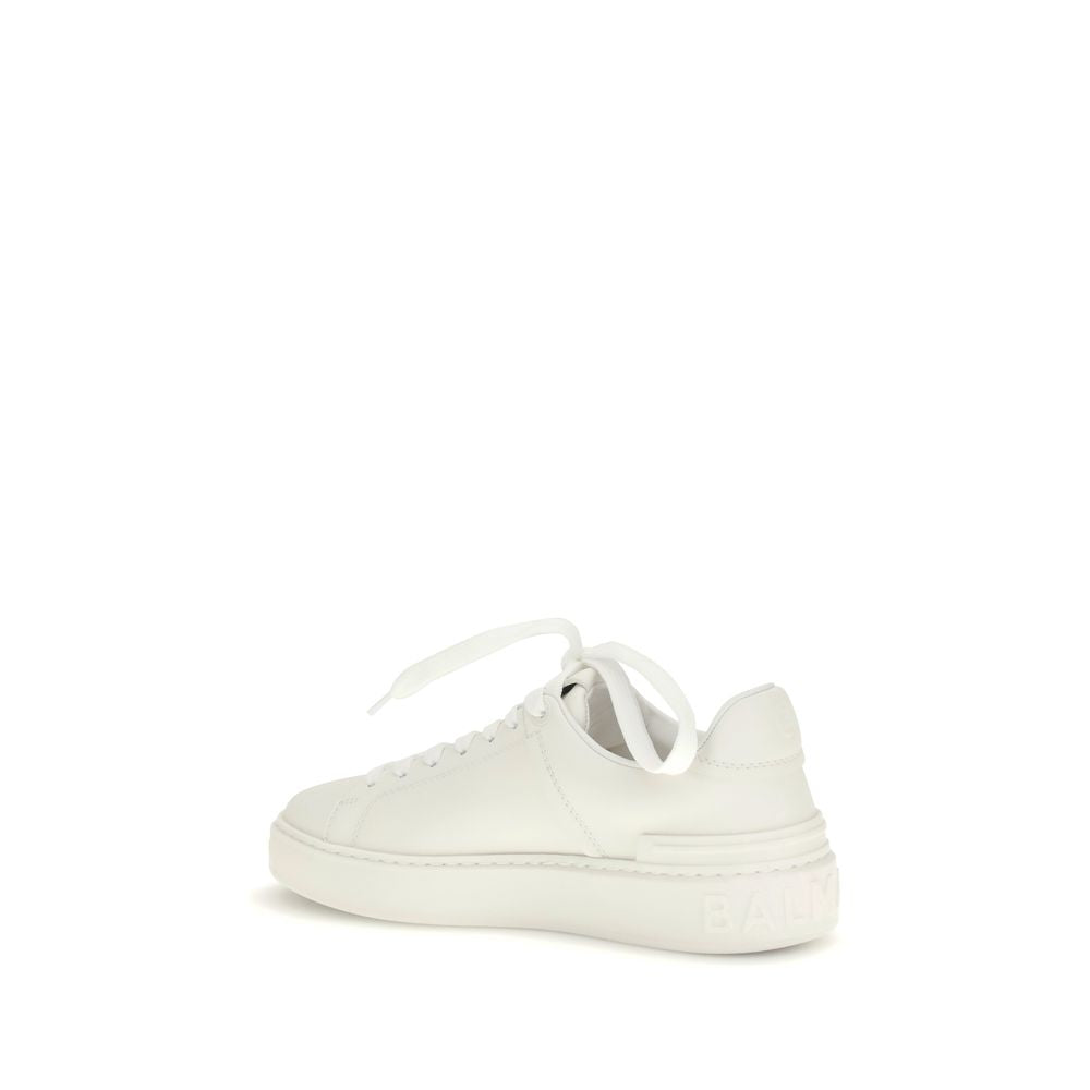 Balmain White Calf Leather Bos Taurus Low Top Women's Sneakers