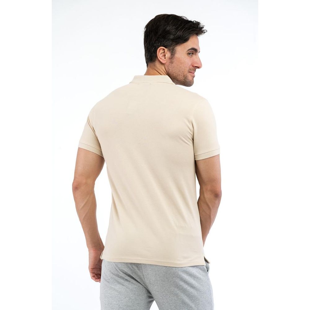 Cavalli Class Beige Cotton Polo Men's Shirt