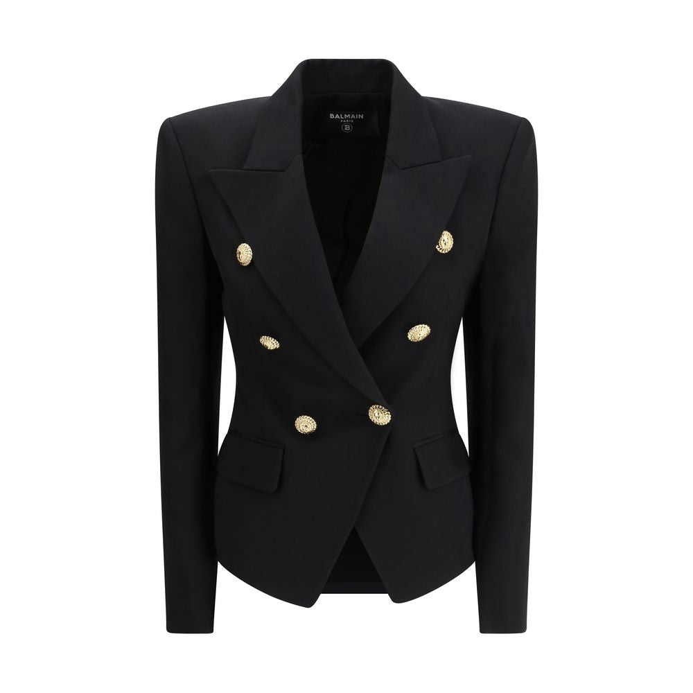 Balmain Black Wool Oves Aries Women's Blazer