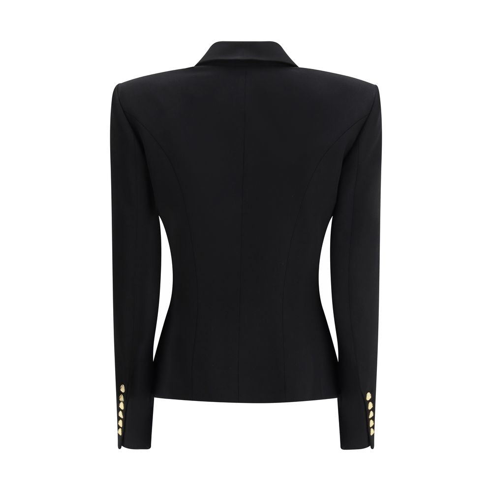 Balmain Black Wool Oves Aries Women's Blazer
