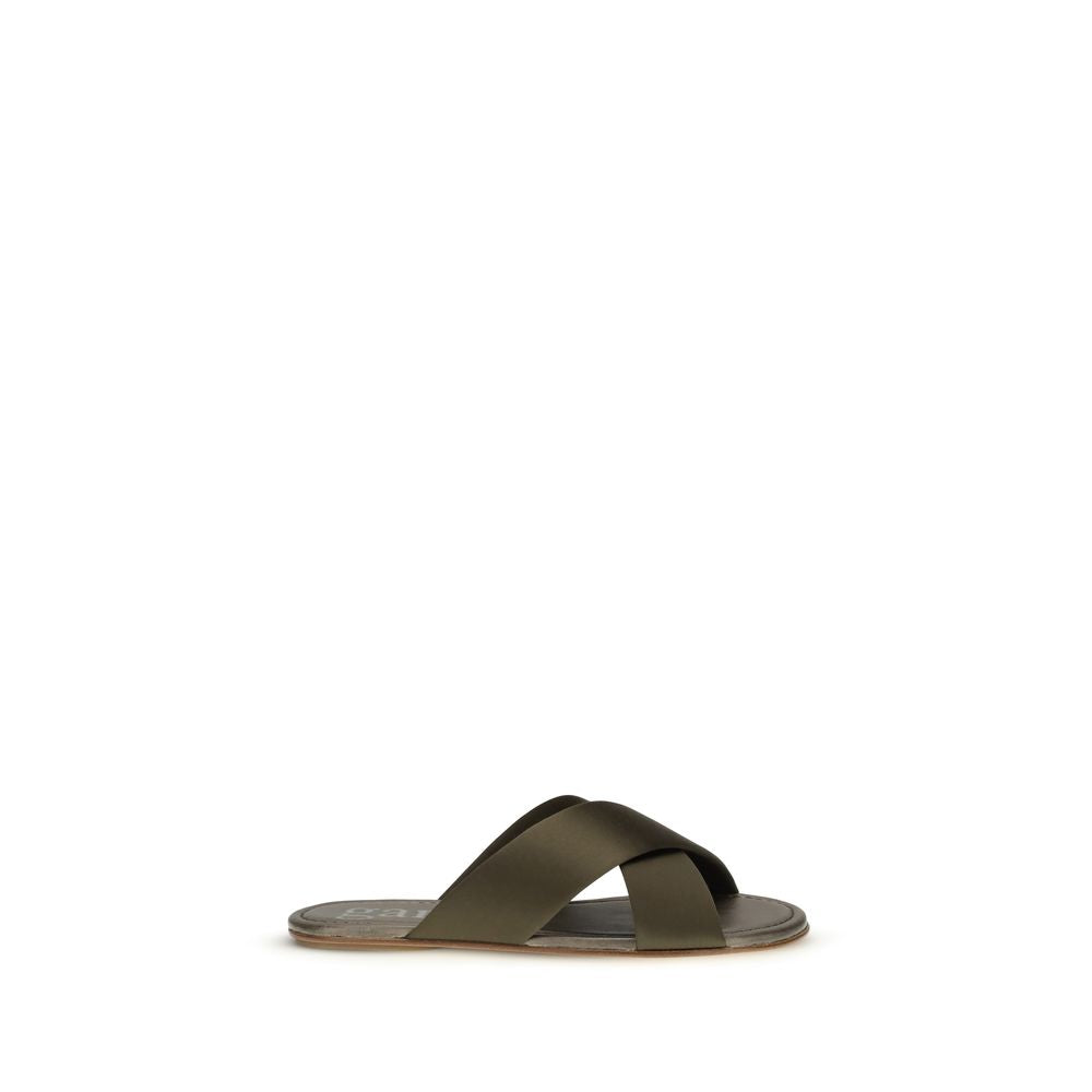 Pedro García Brown Silk Flat Women's Sandals