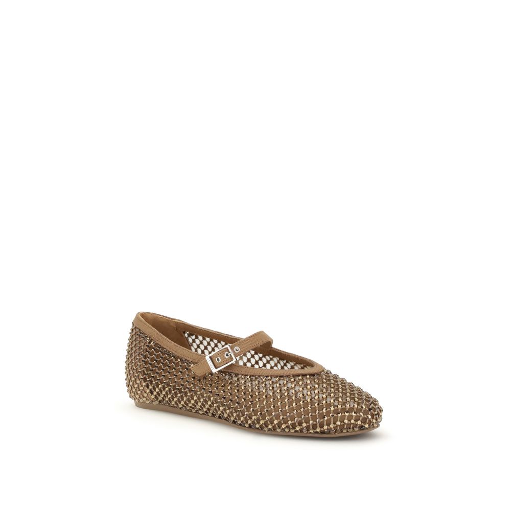 LE SILLA Brown Nylon Ballet Women's Flats