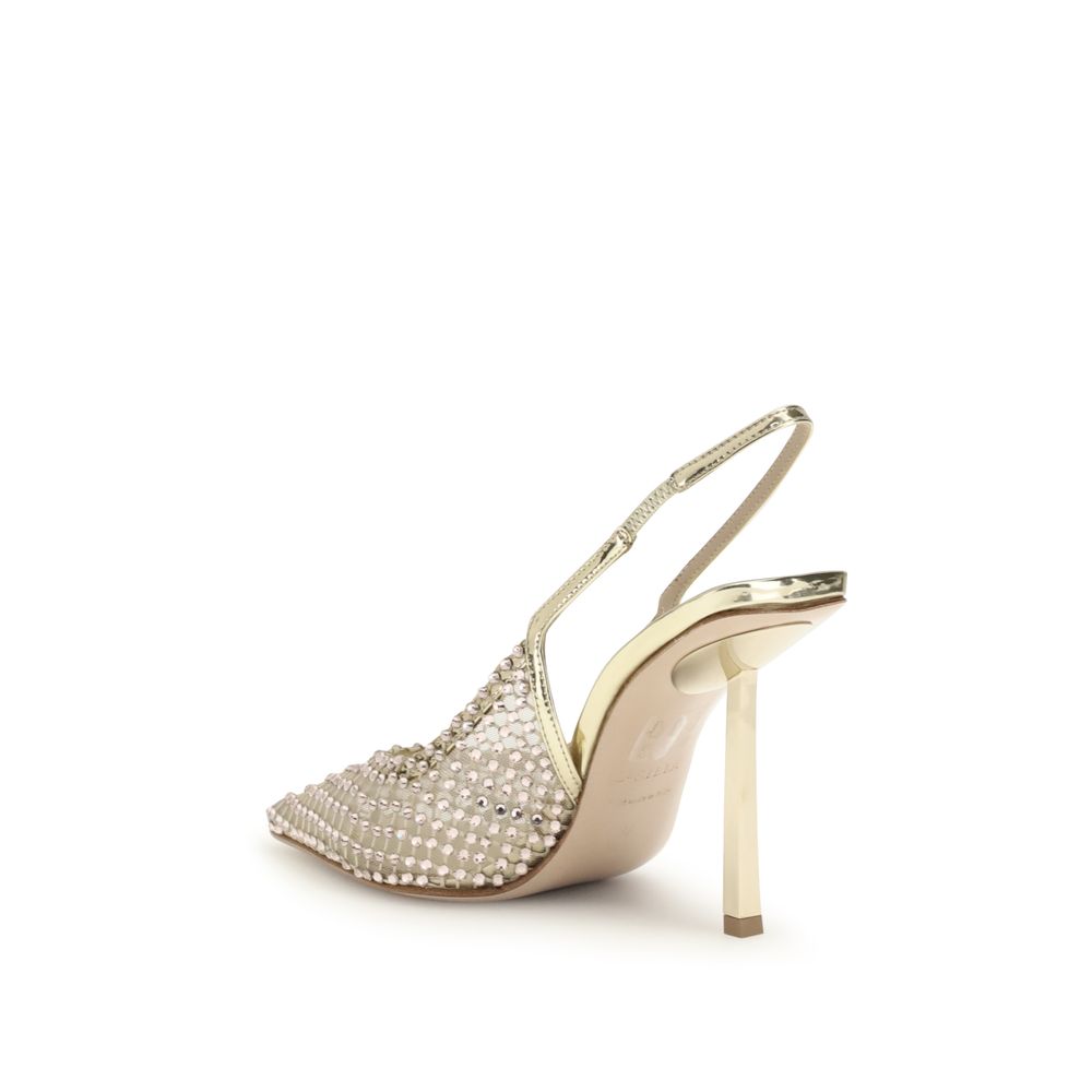 LE SILLA Gold Nylon Platform Women's Pumps