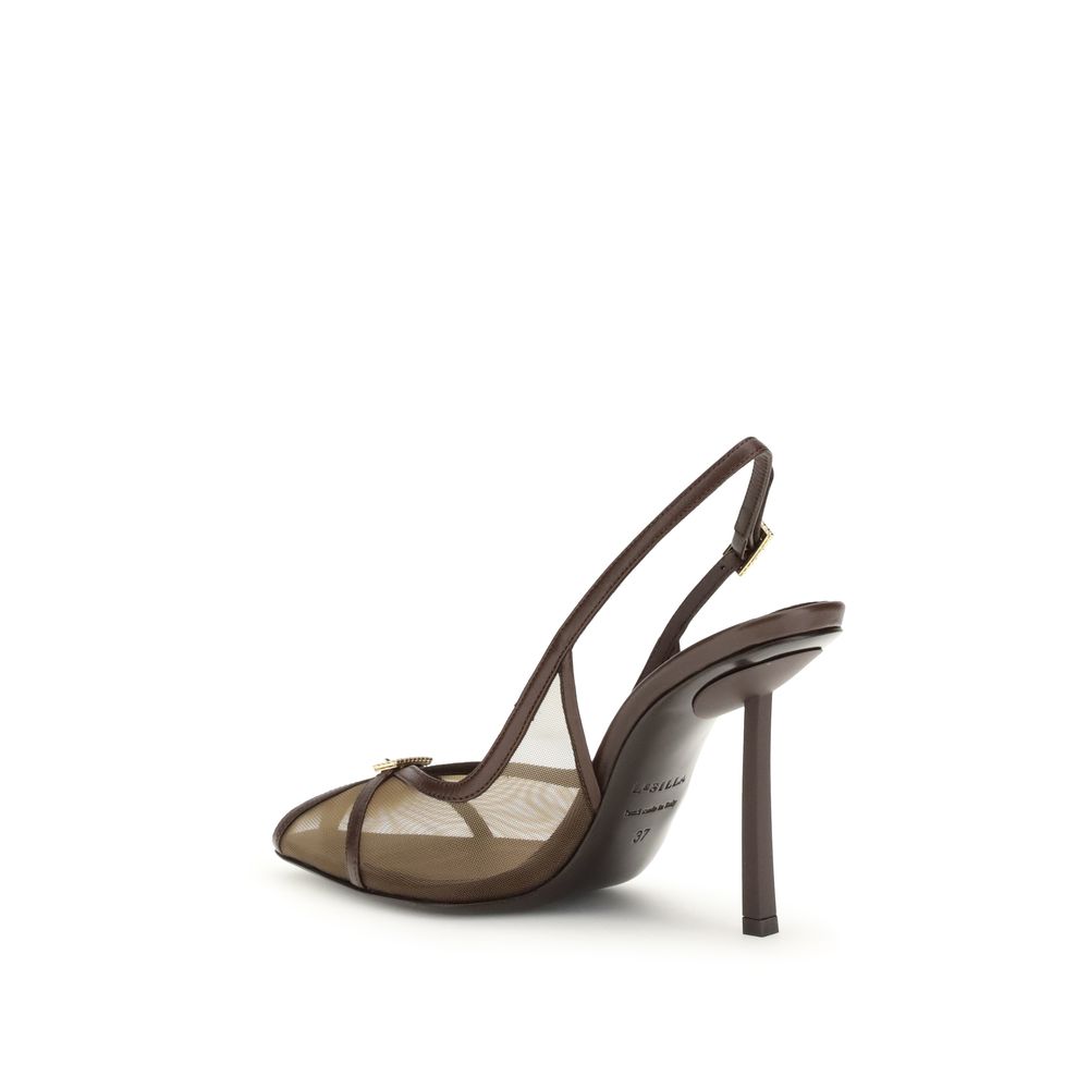 LE SILLA Brown Calf Leather Bos Taurus Platform Women's Pumps