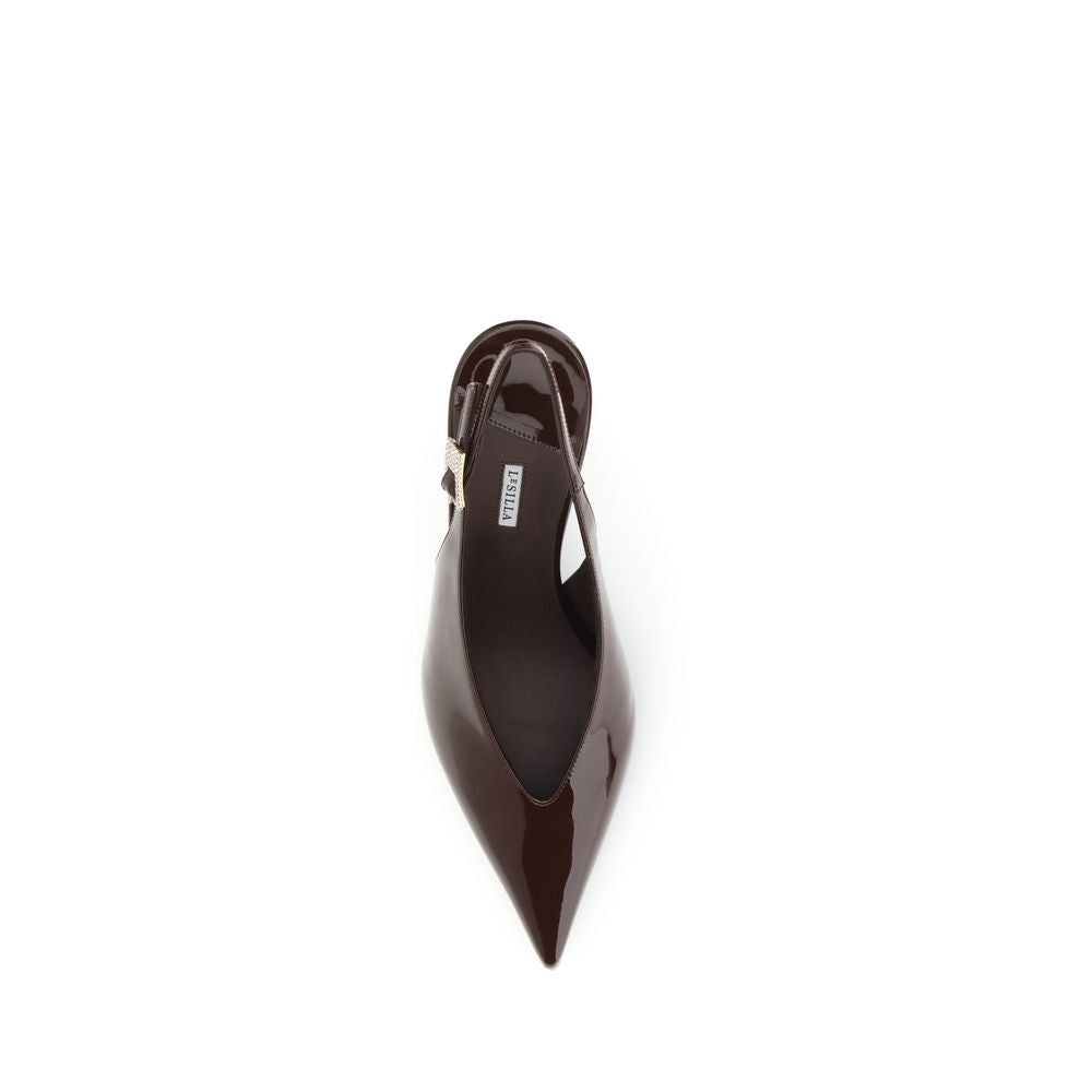 LE SILLA Brown Calf Leather Bos Taurus High Heel Women's Pumps