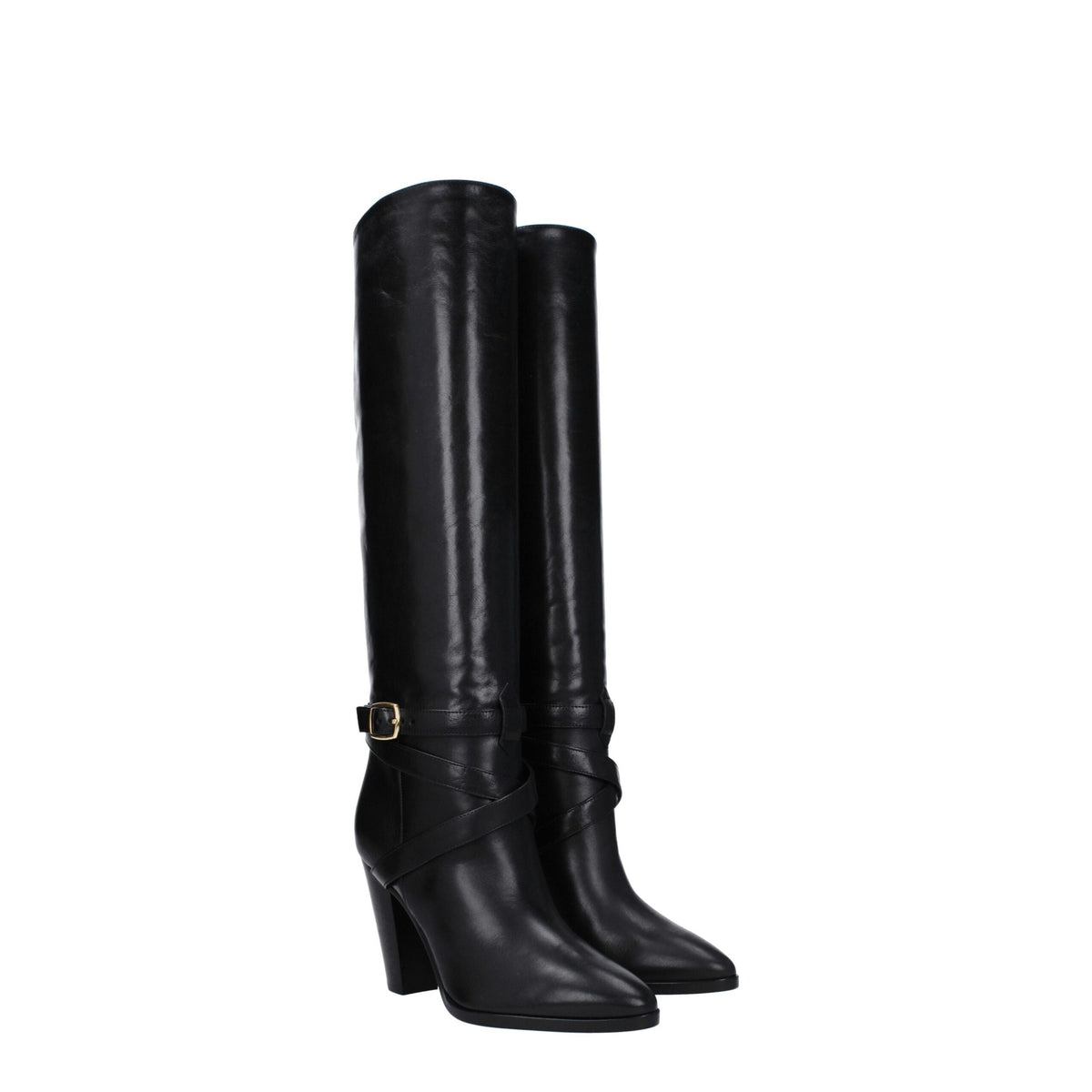 Celine Black Leather High Heel Women's Boots