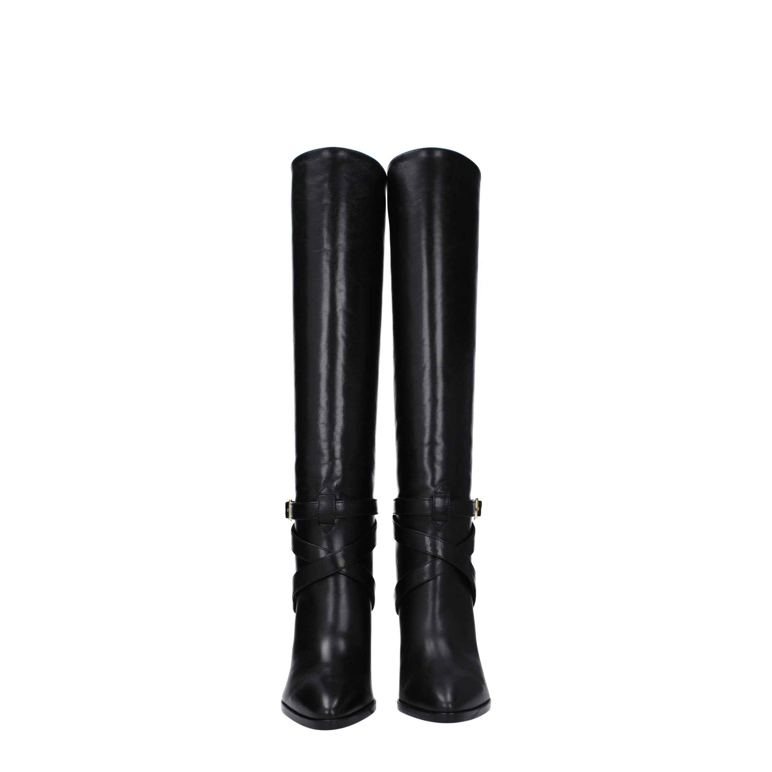 Celine Black Leather High Heel Women's Boots