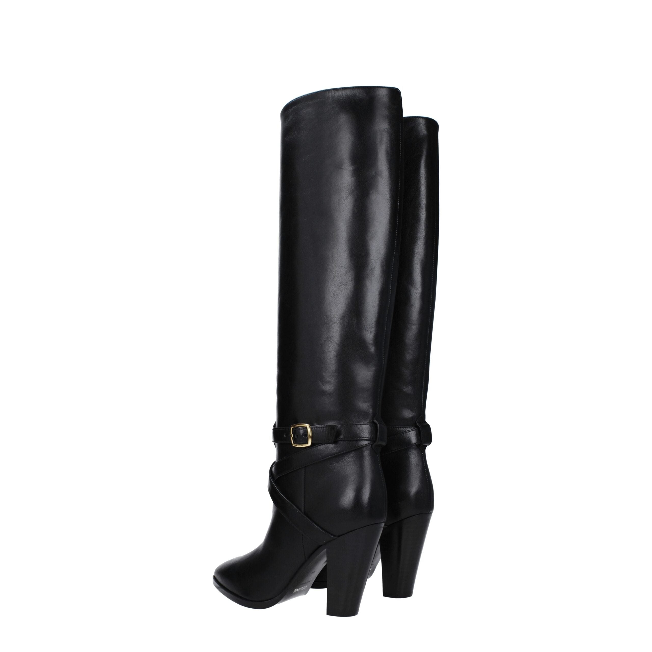 Celine Black Leather High Heel Women's Boots