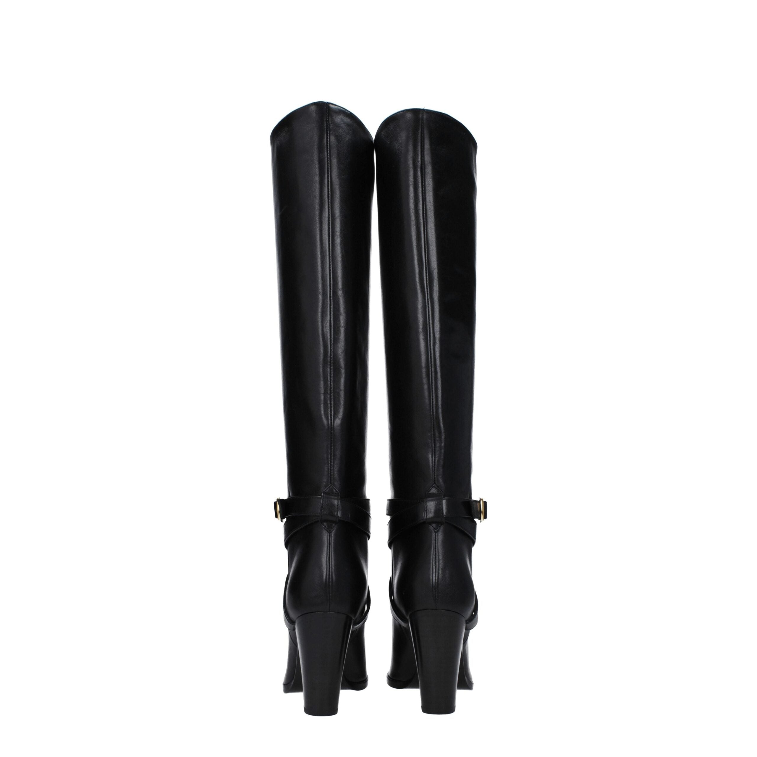 Celine Black Leather High Heel Women's Boots
