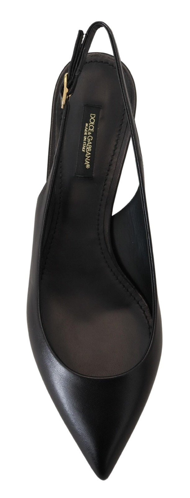 Dolce & Gabbana Black Leather Slingbacks Heels Pumps Women's Shoes