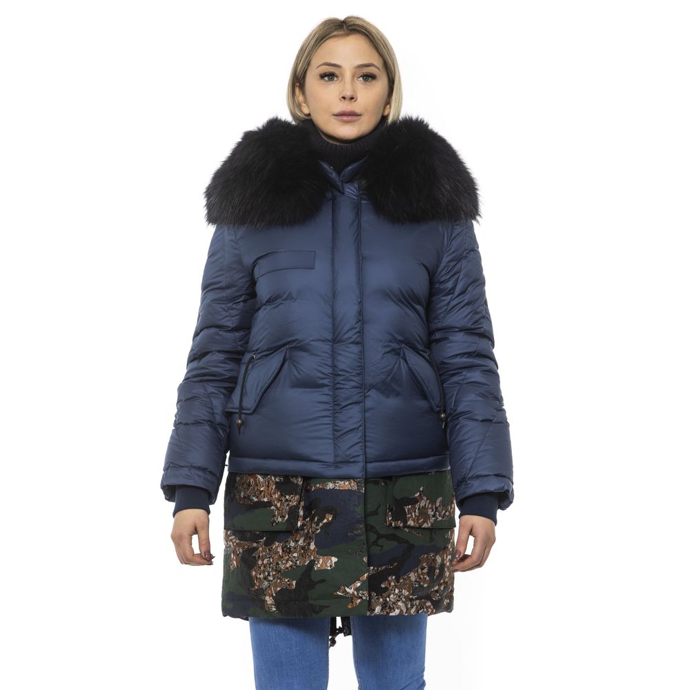 Mr&Mrs Italy Blue Poly Parka with Hood for Women's Women