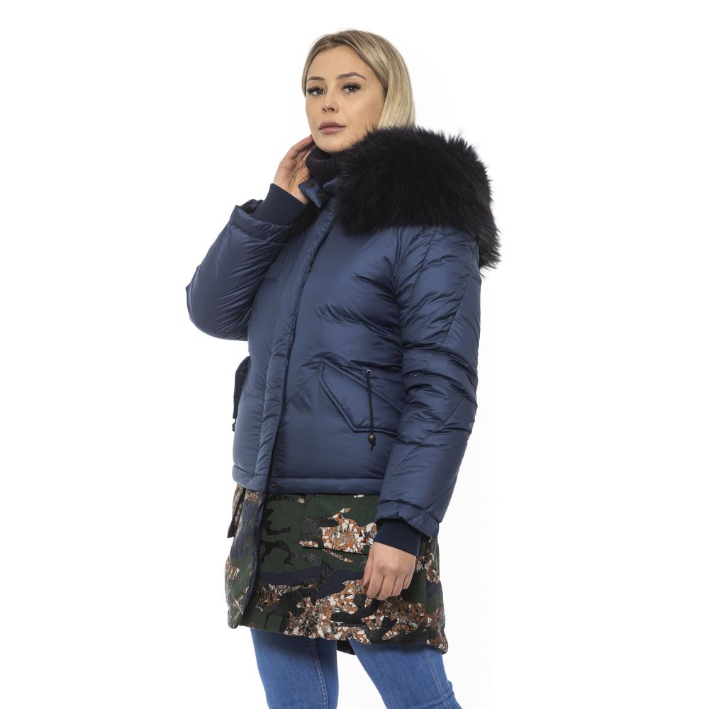 Mr&Mrs Italy Blue Poly Parka with Hood for Women's Women