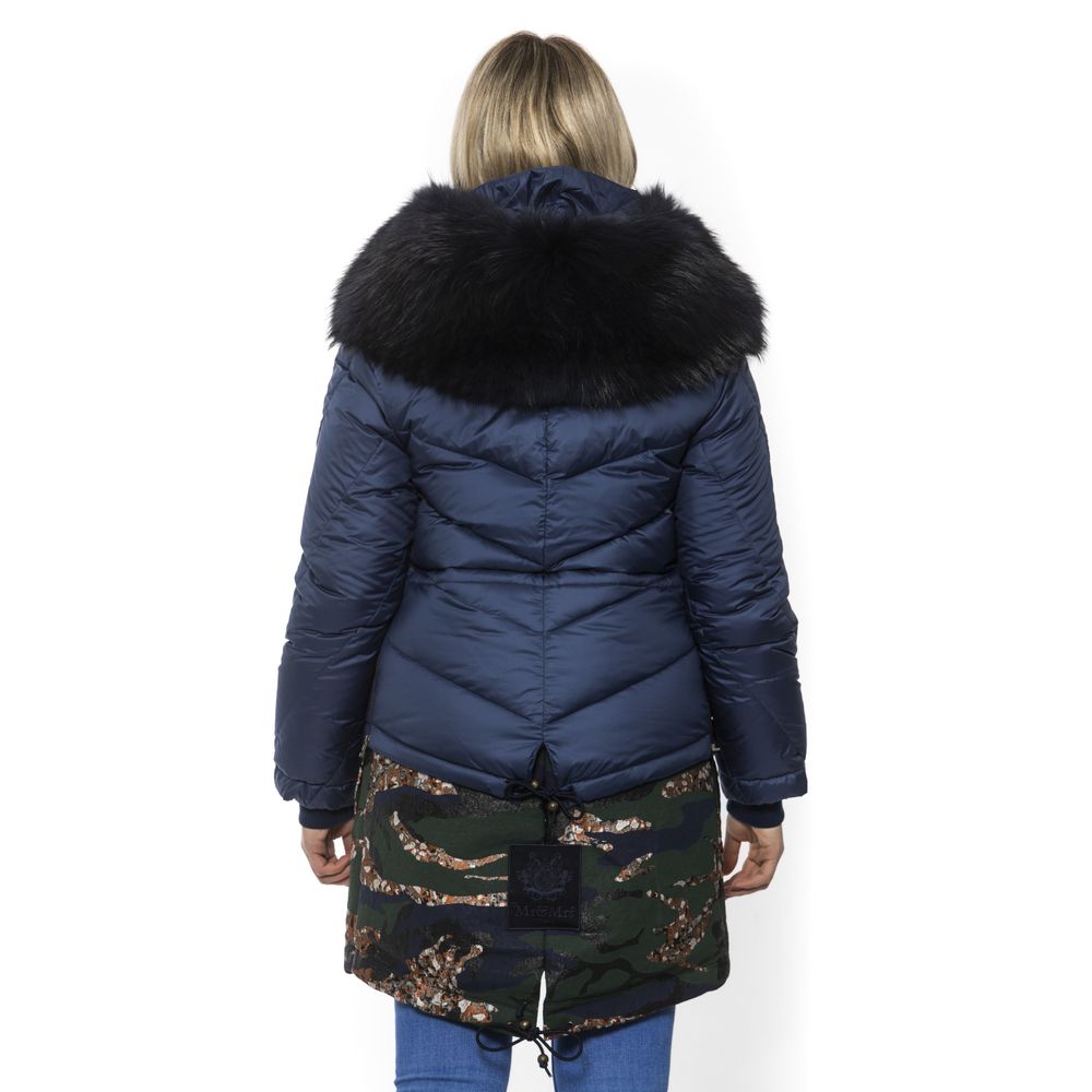 Mr&Mrs Italy Blue Poly Parka with Hood for Women's Women