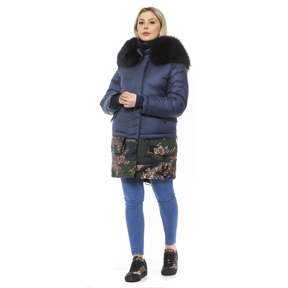 Mr&Mrs Italy Blue Poly Parka with Hood for Women's Women