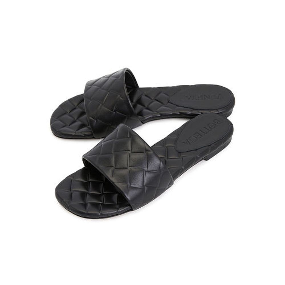 Bottega Veneta Black Lamb Leather Women's Mules