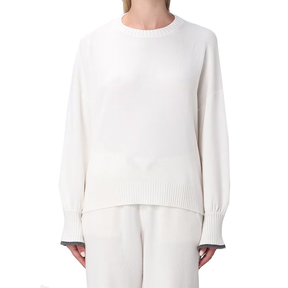 Brunello Cucinelli White Cashmere Women's Sweater