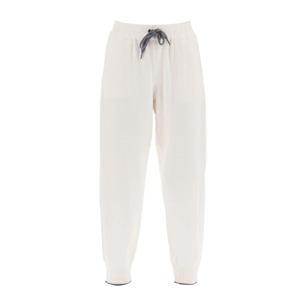 Brunello Cucinelli White Cashmere Athletic Women's Pants