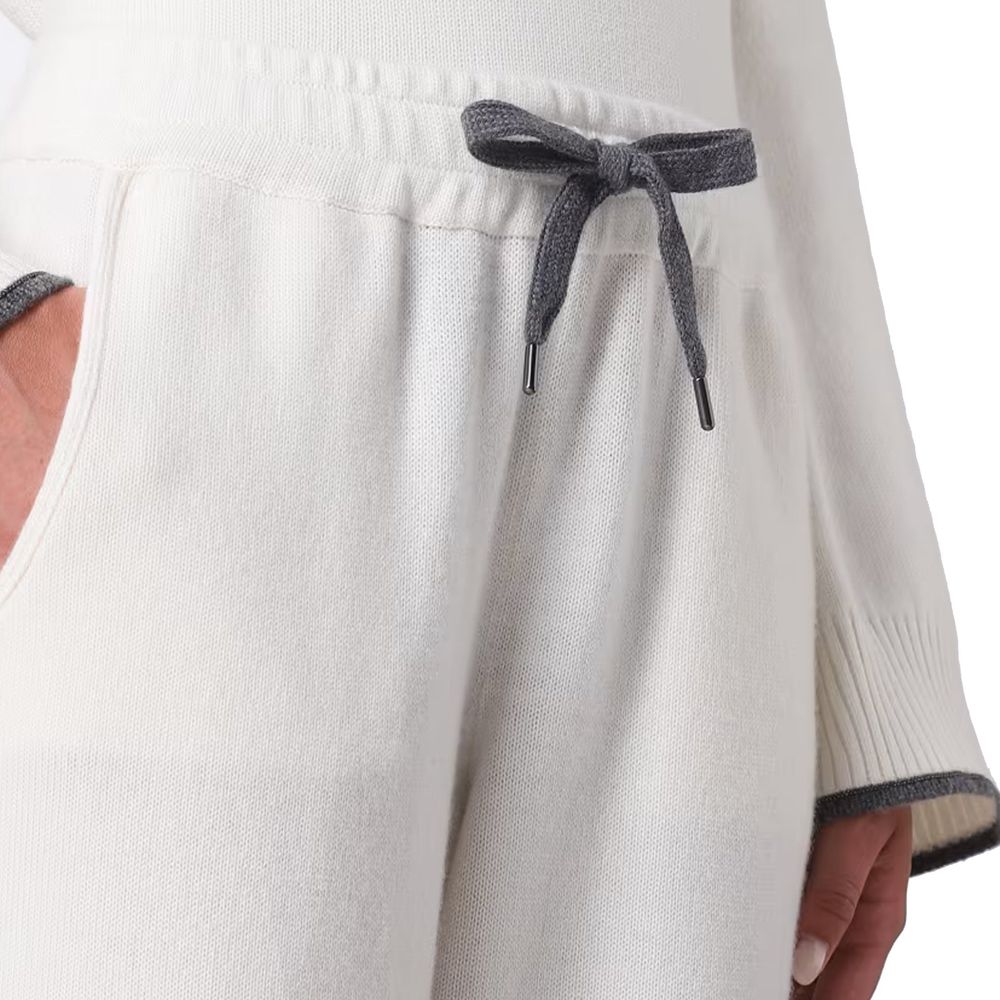 Brunello Cucinelli White Cashmere Athletic Women's Pants