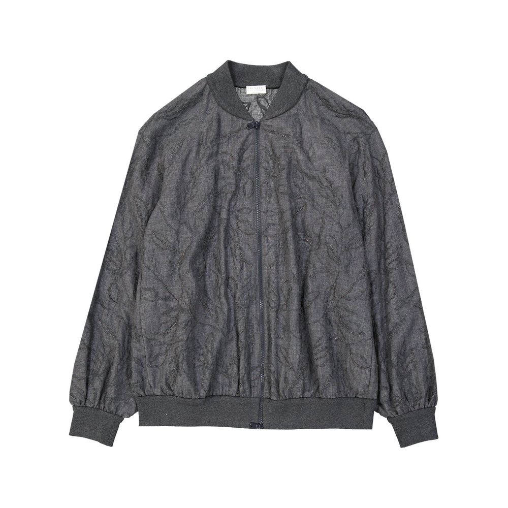 Brunello Cucinelli Gray Virgin Wool Women's Bomber