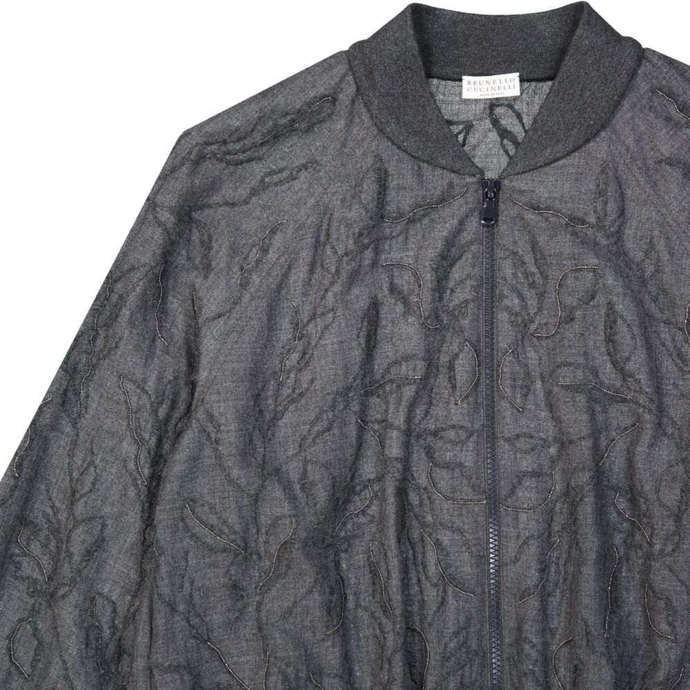 Brunello Cucinelli Gray Virgin Wool Women's Bomber