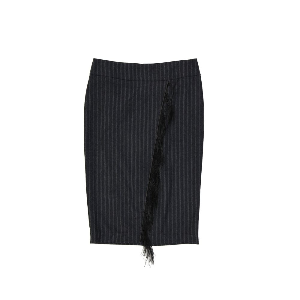 Brunello Cucinelli Gray Virgin Wool Midi Women's Skirt
