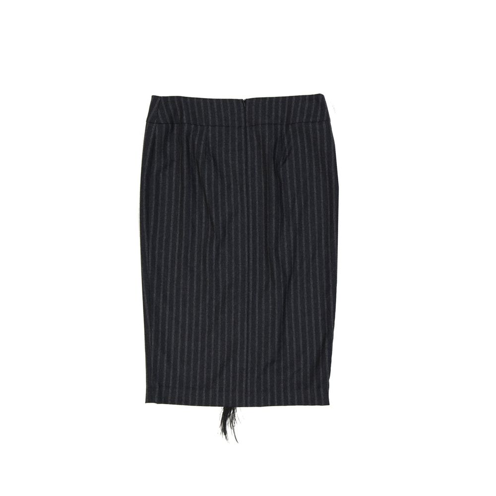Brunello Cucinelli Gray Virgin Wool Midi Women's Skirt