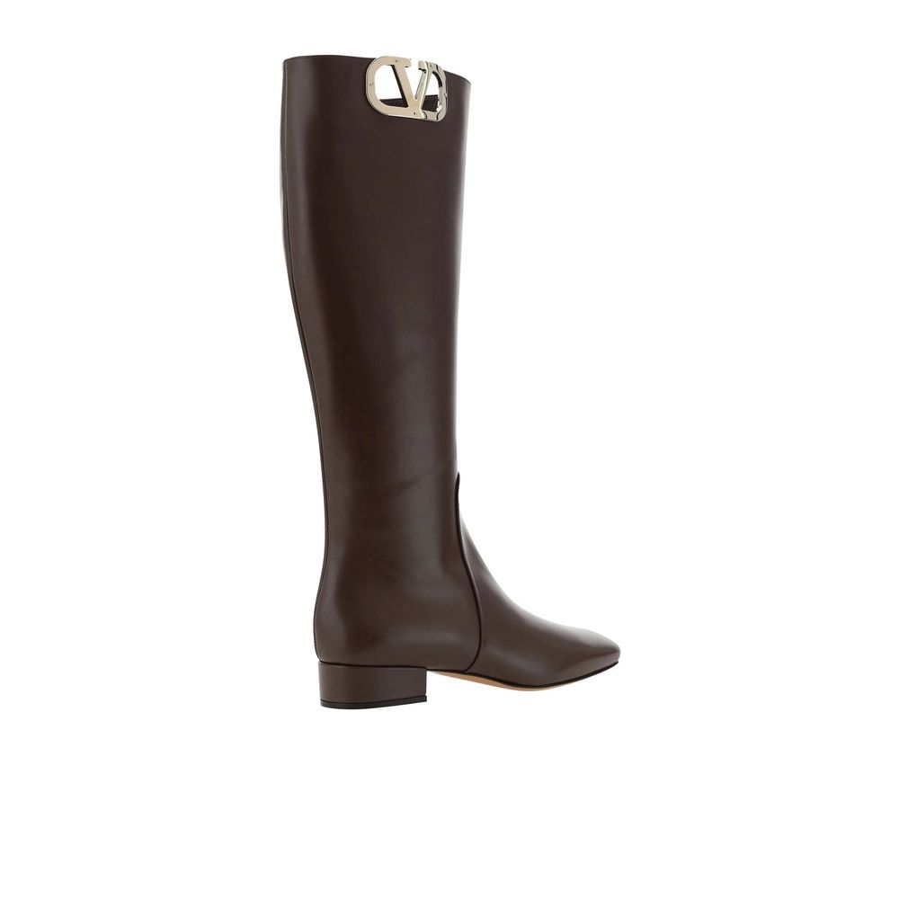 Valentino Garavani Brown Calfskin Flat Women's Boots