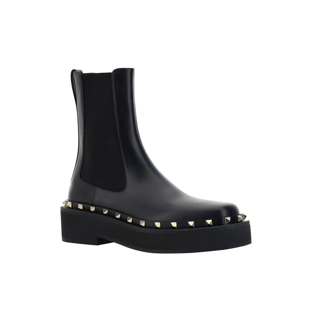 Valentino Garavani Black Calfskin Chelsea Women's Boots
