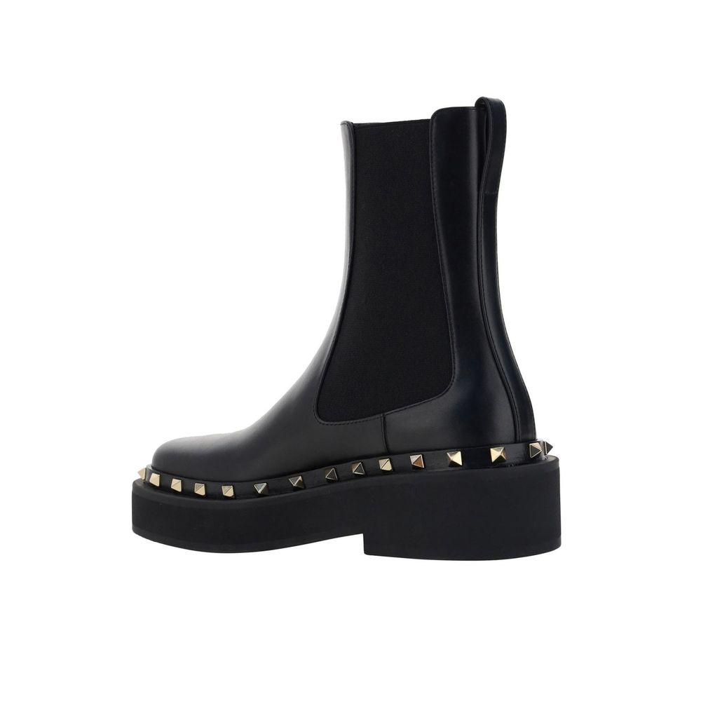 Valentino Garavani Black Calfskin Chelsea Women's Boots