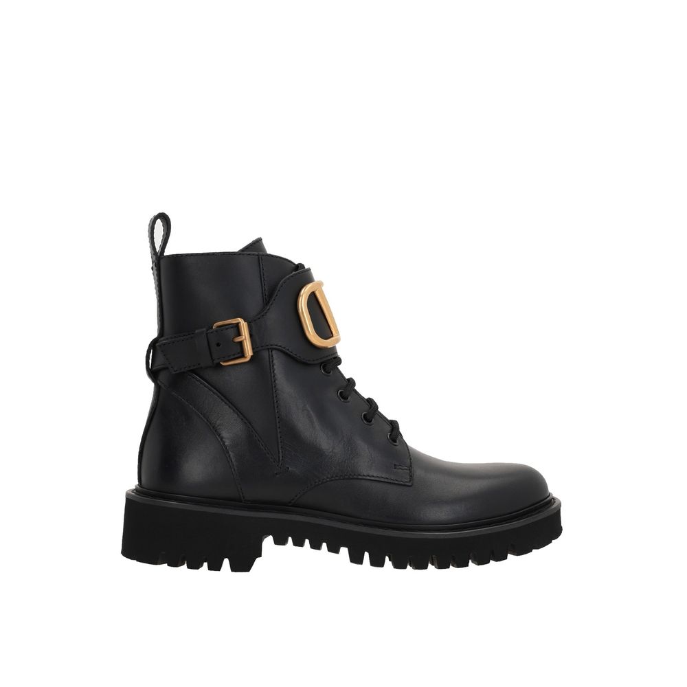 Valentino Garavani Black Calfskin Lace-Up Women's Boots