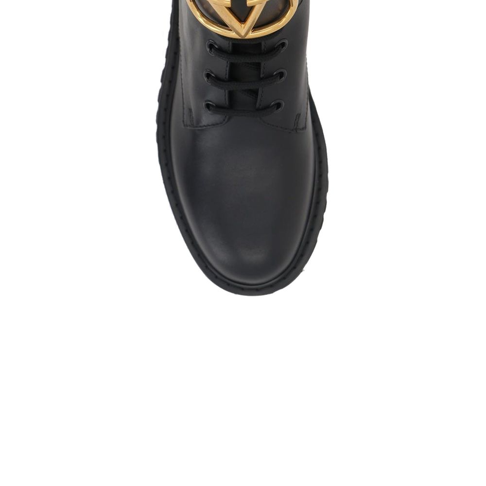 Valentino Garavani Black Calfskin Lace-Up Women's Boots