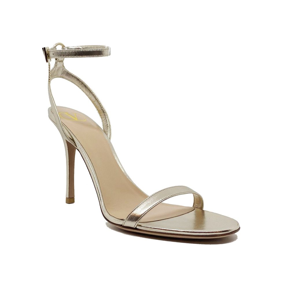 Valentino Garavani Gold Leather Stiletto Heel Women's Sandals