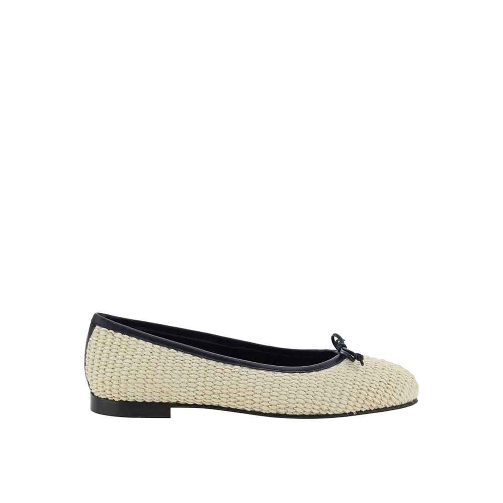 Manolo Blahnik Beige Raffia Ballet Women's Flats