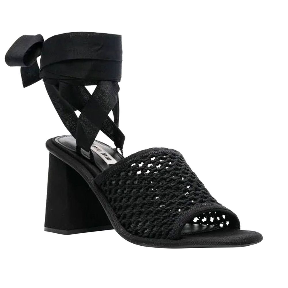 Miu Miu Black Fabric Platform Women's Sandals
