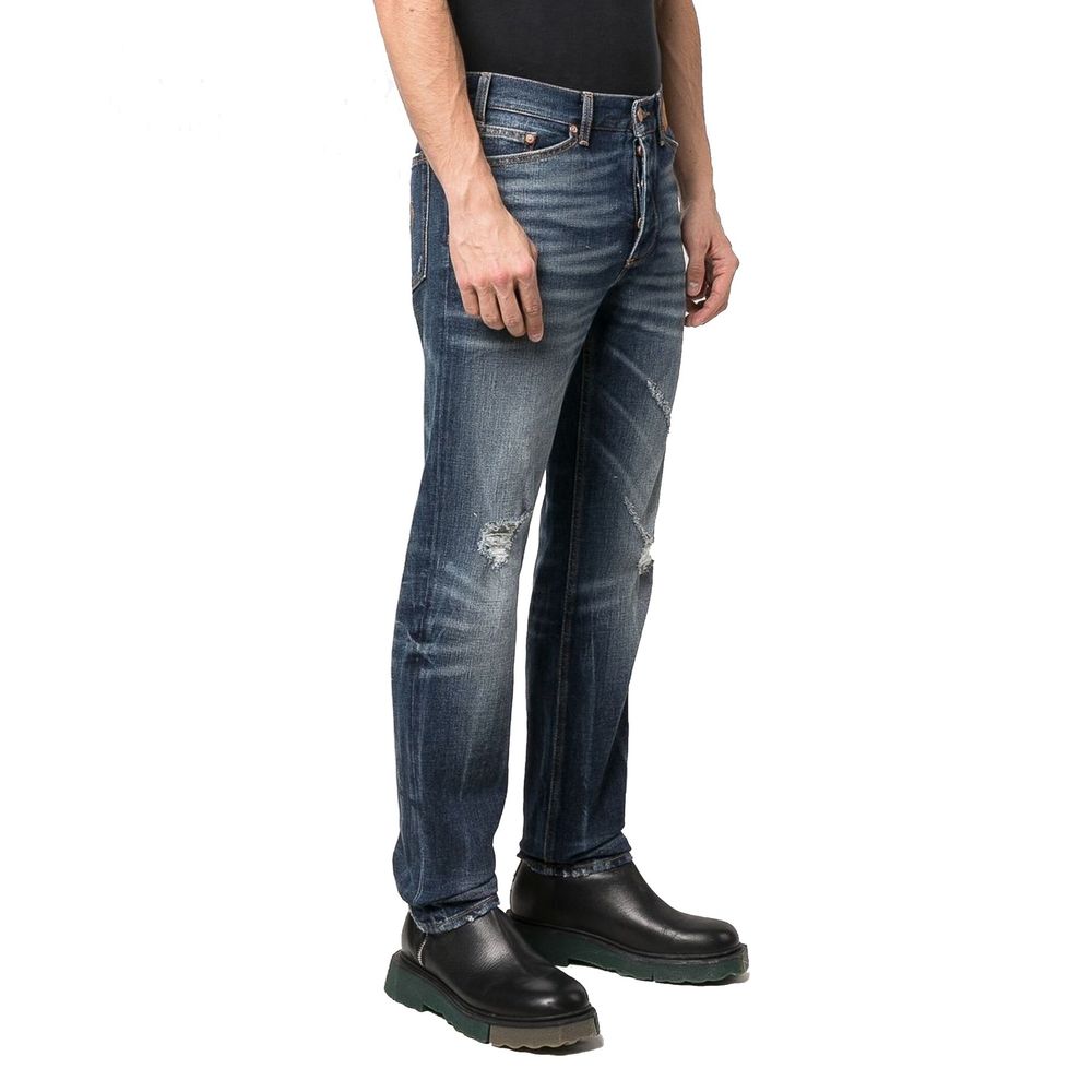 Palm Angels Blue Cotton Straight-Leg Men's Jeans