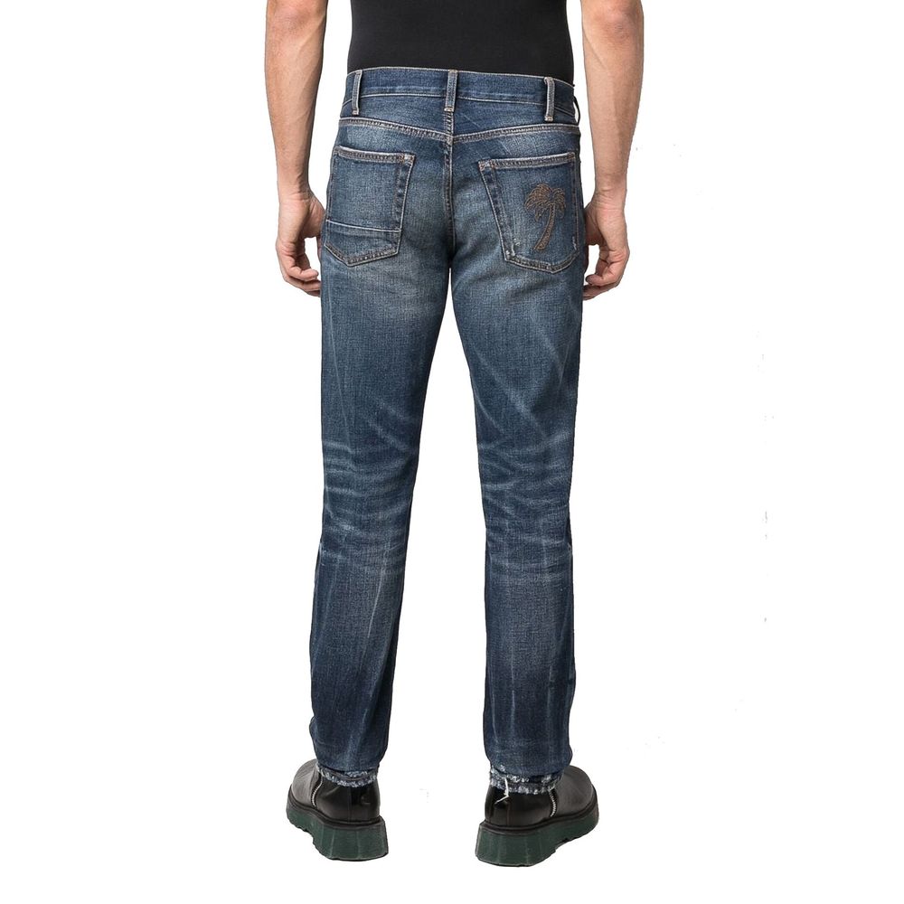 Palm Angels Blue Cotton Straight-Leg Men's Jeans
