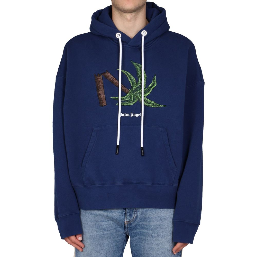 Palm Angels Blue Cotton Men's Sweatshirt