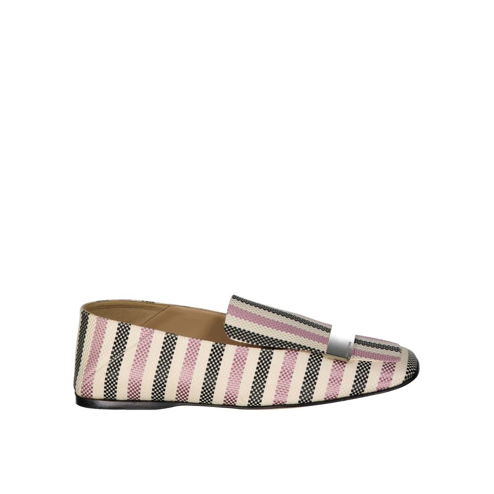 Sergio Rossi White Fabric Slip-On Women's Loafers