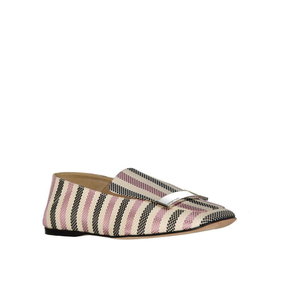Sergio Rossi White Fabric Slip-On Women's Loafers