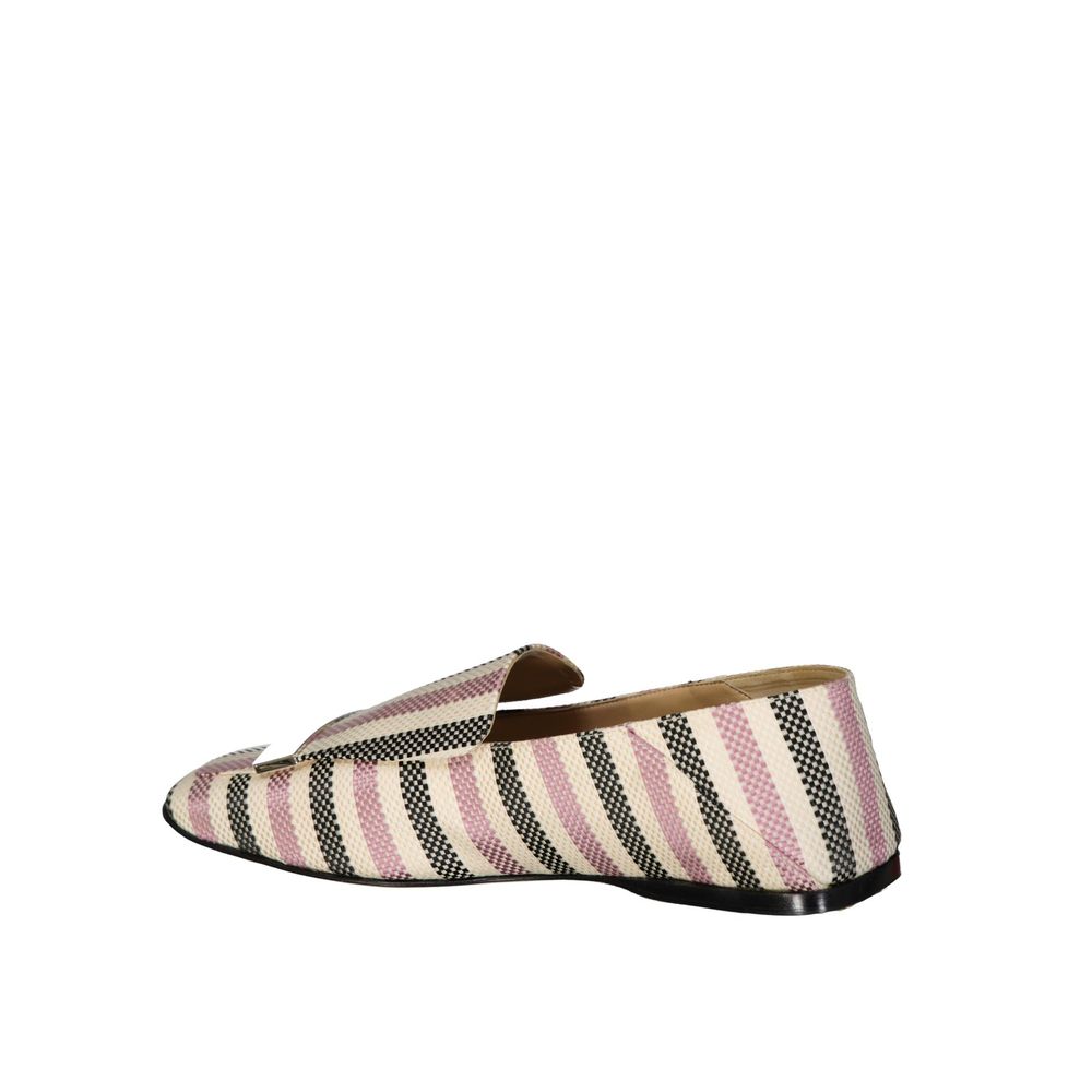 Sergio Rossi White Fabric Slip-On Women's Loafers