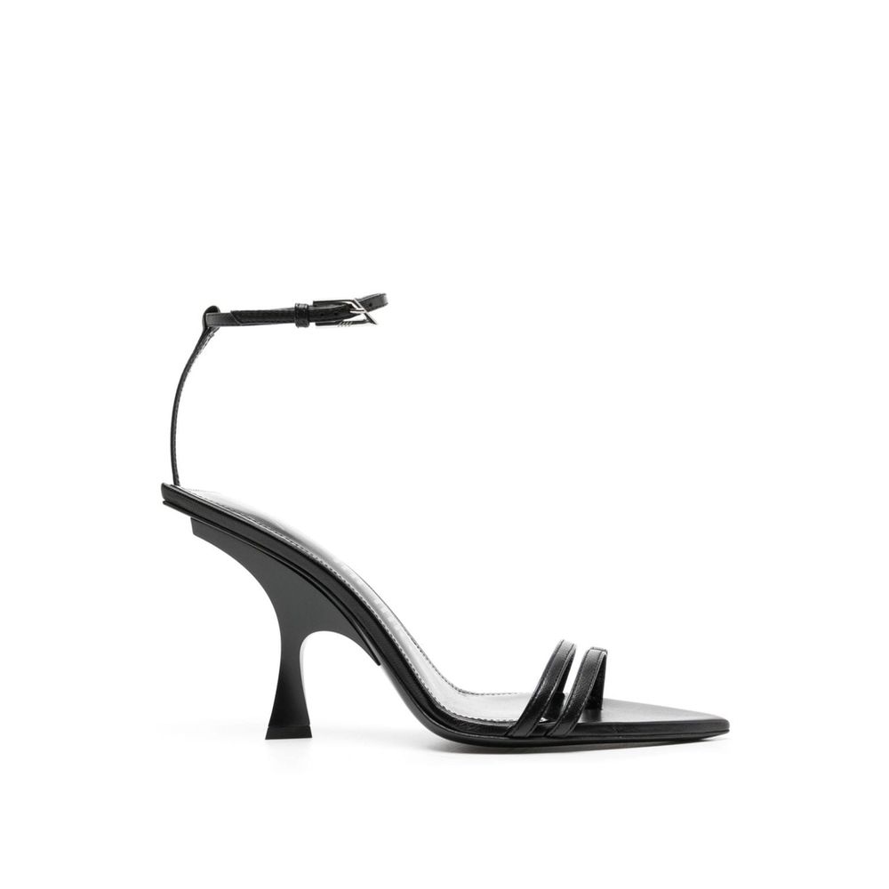 The Attico Black Silk Stiletto Heel Women's Sandals