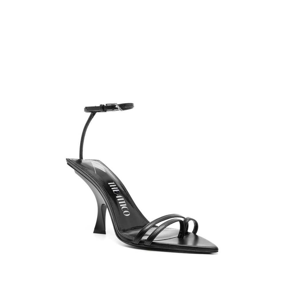 The Attico Black Silk Stiletto Heel Women's Sandals