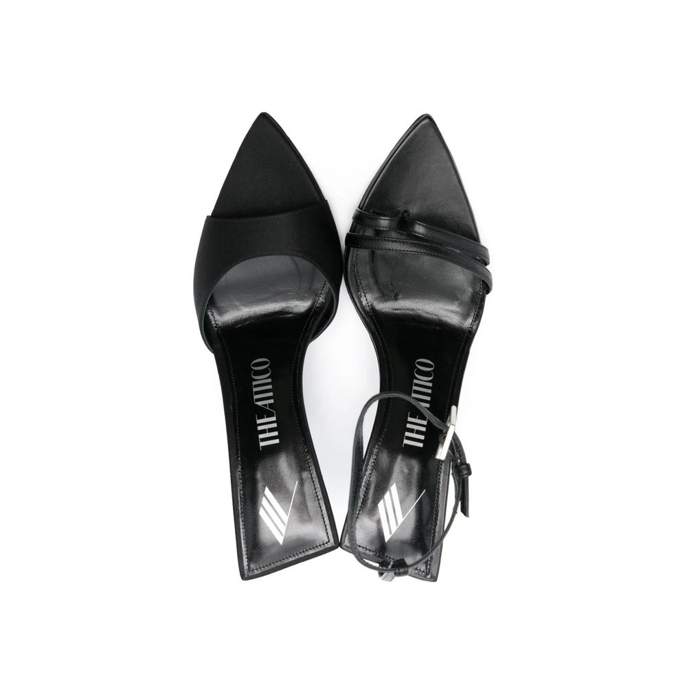The Attico Black Silk Stiletto Heel Women's Sandals
