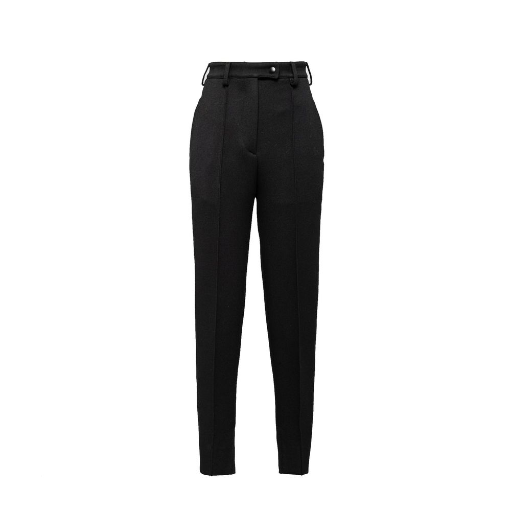 Prada Black Virgin Wool Casual Women's Pants