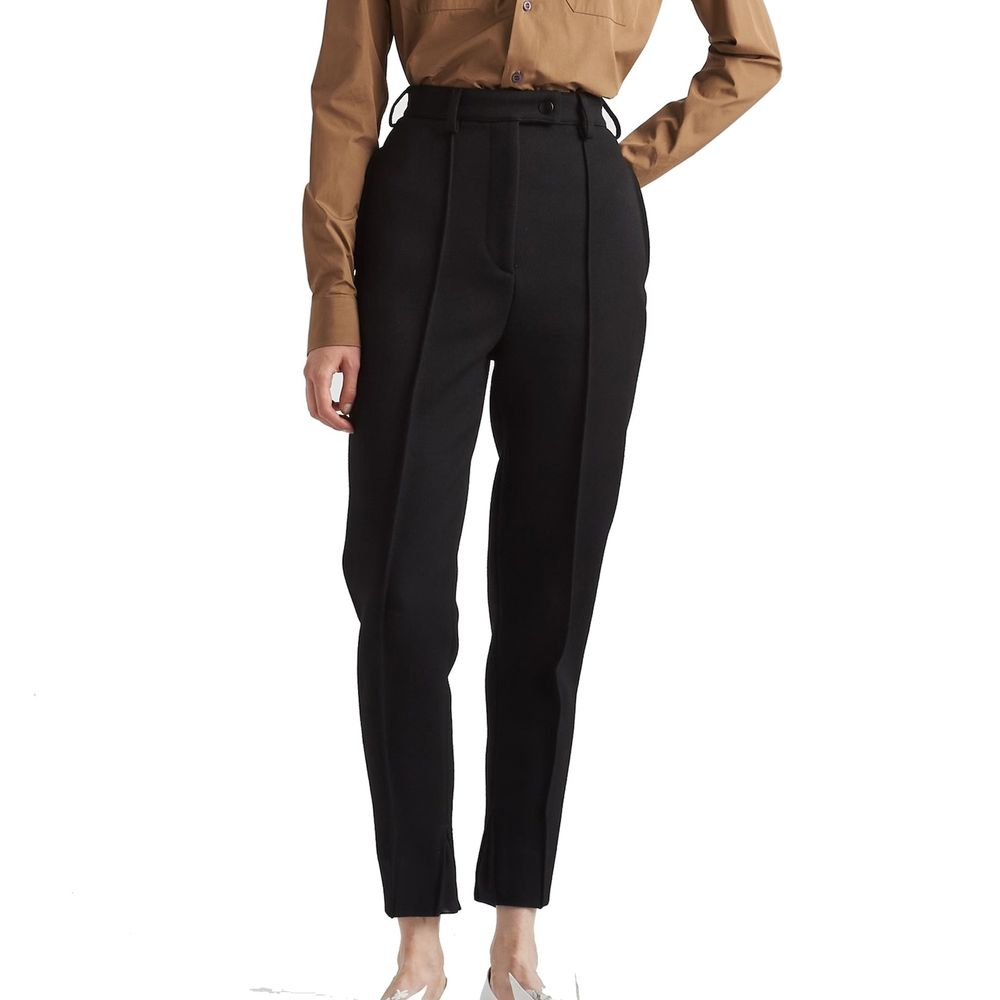 Prada Black Virgin Wool Casual Women's Pants